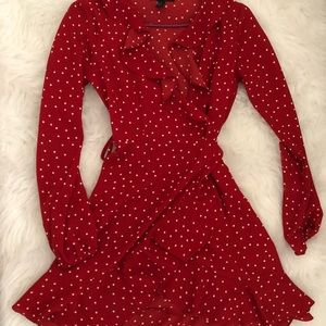 Red Polka Dot Wrap Dress